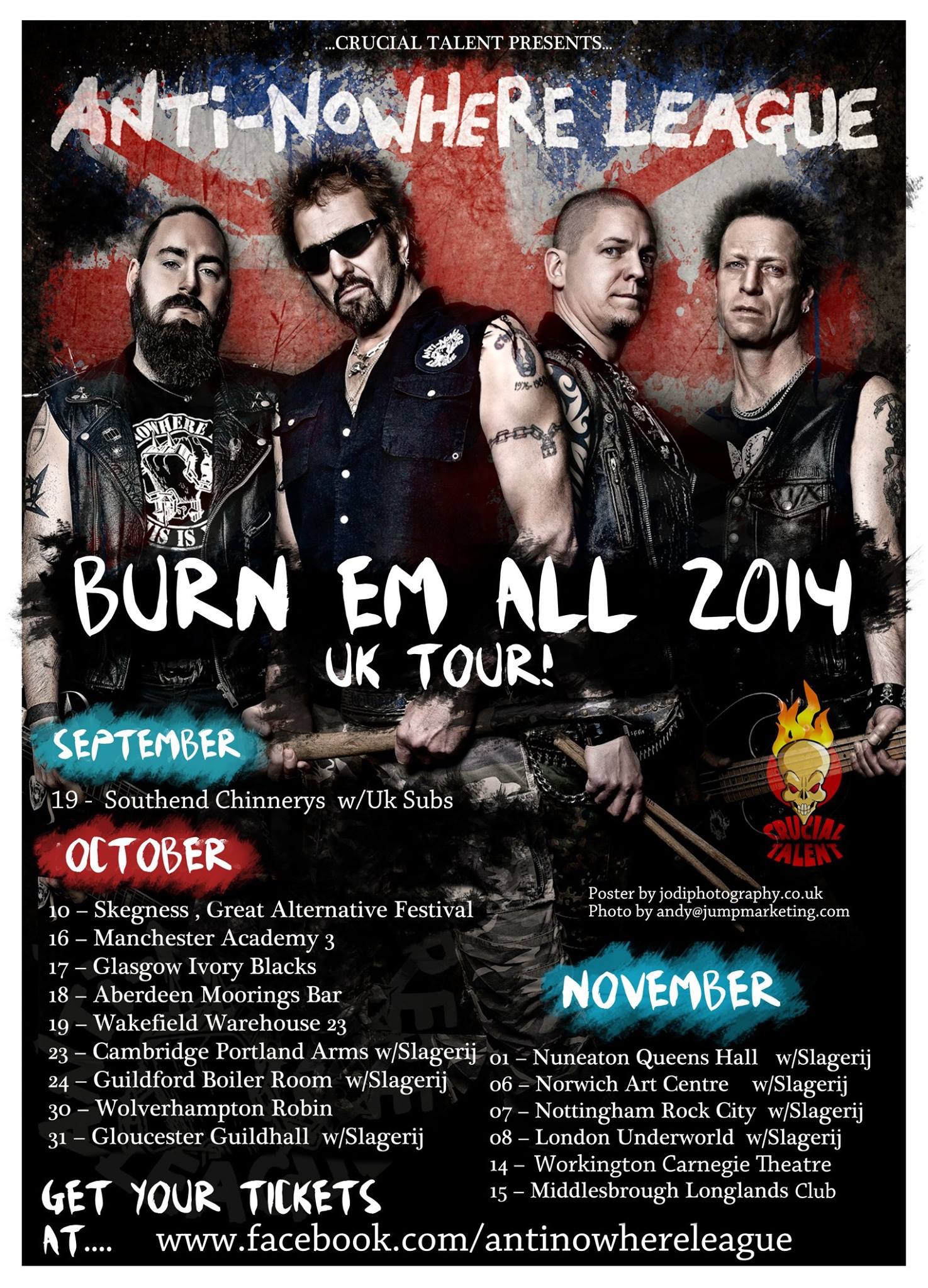 Anti-Nowhere League UK winter tour 2014